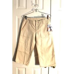 Roxy Juniors Beige Crop Pants w/ Embroidered Pockets sz 1 NWT